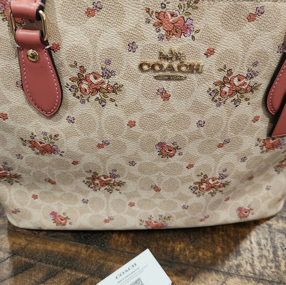 Coach Beige Tote with Floral Design - Picture 4 of 4